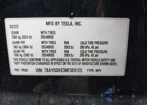 2022 Tesla Model Y Long Range Dual Motor All-Wheel Drive из США, поврежденный, VIN 7SAYGDEE3NF389125